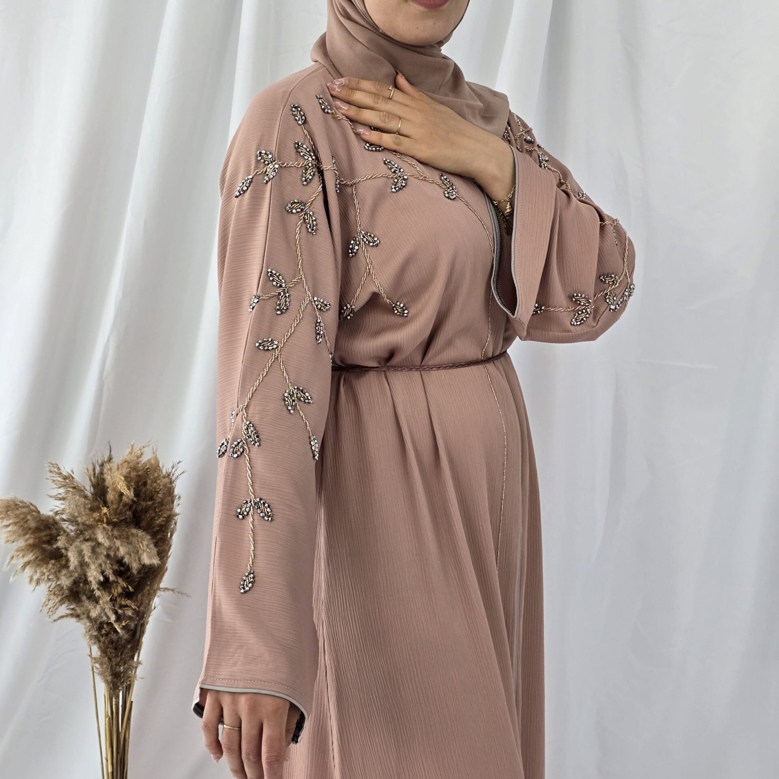 Abaya élégante en crêpe Zoom- Mode féminine chez RehamStore.fr