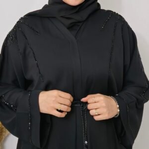 Abaya noire perlée