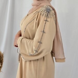 Abaya perlée beige crème
