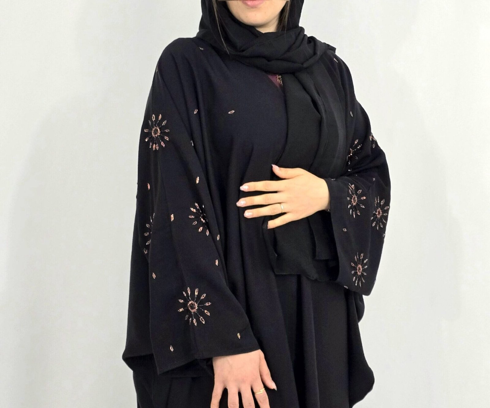 Abaya papillon perlée
